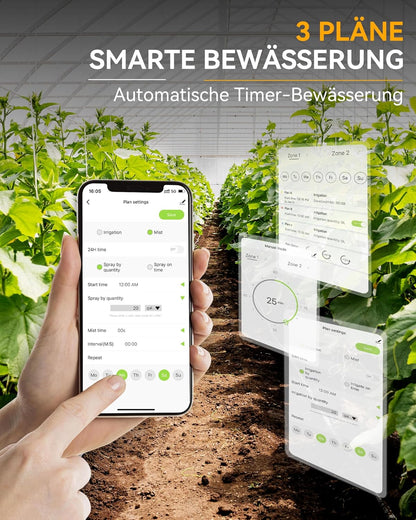 RAINPOINT Irrigatiecomputer, wifi, 2 uitgangen met messing inlaatuitlaat, intelligente watertimer voor tuinslang, regenvertraging/handmatig/app-irrigatie