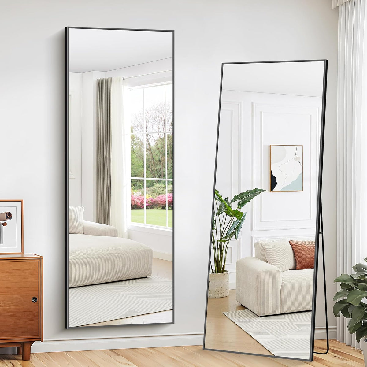 Staande Spiegel – Passpiegel – Wandspiegel – Voll Lichaam Spiegel – Full Body Spiegel – 179 x 70 cm – Zwart Aluminium Frame
