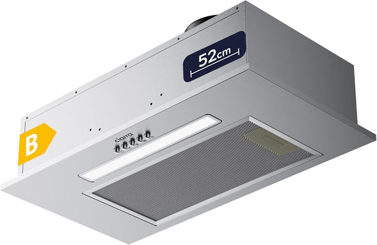 CIARRA CBCS5913D Afzuigkap inbouw ventilatorbouwsteen 52 cm afvoerlucht inbouwkap afzuigkap 300 m³/h efficiënte afzuigkap afzuigkap compatibel CBCF005 actieve koolfilter roestvrij staal zilver - QUORE
