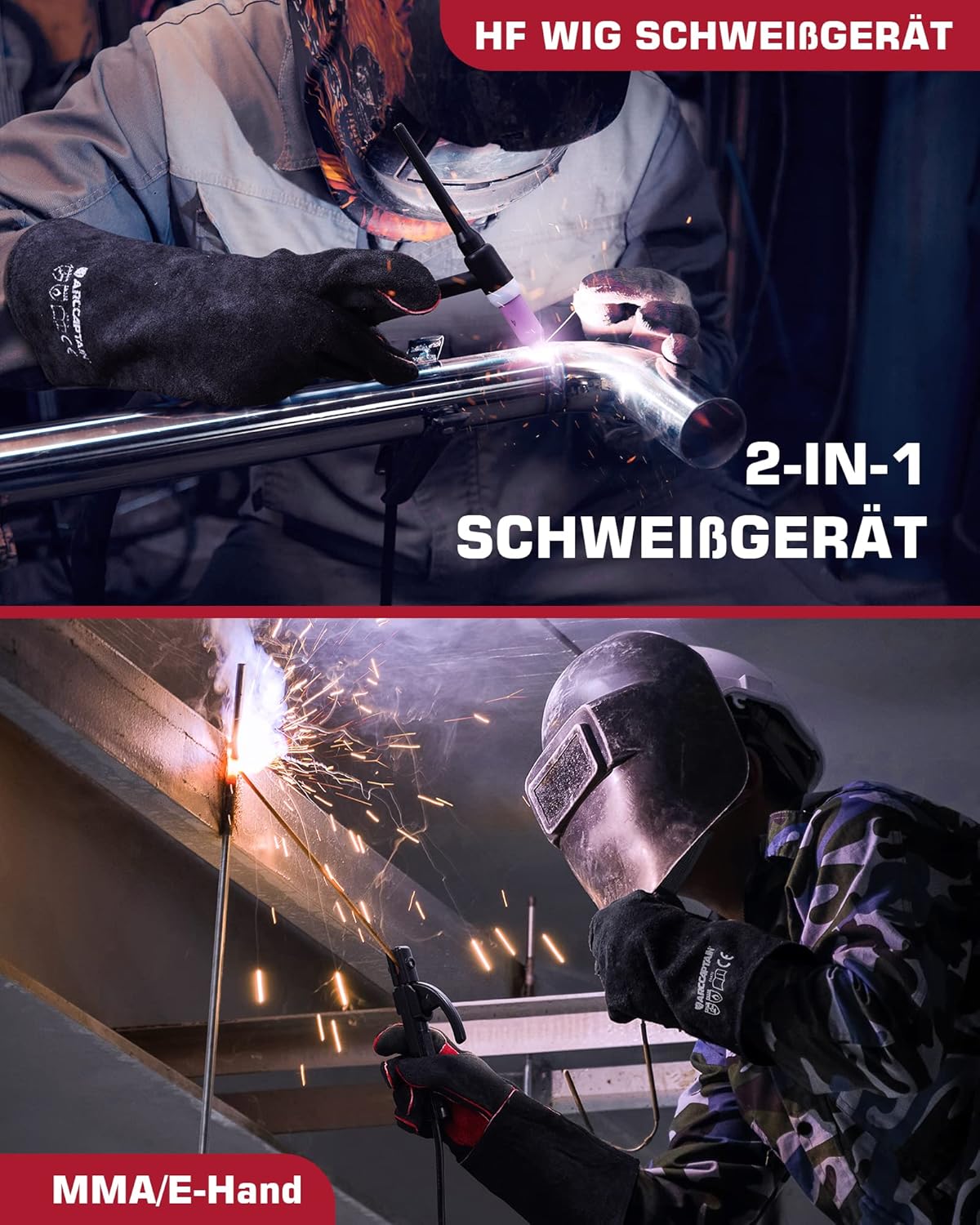 ARCCAPTAIN DC WIG IGBT Lasapparaat, 200 ampère, combi, HF-ontsteking, TIG WIG-lasapparaat met 200 ampère en MMA E-hand, met digitaal led-display, lassen van staal, roestvrij staal en nog veel meer