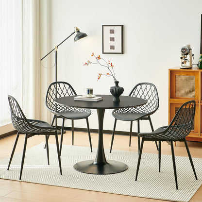 Scandinavische moderne ronde eettafel, bureau, bartafel, geschikt voor keuken, eetkamer, woonkamer en kantoor, voor 2-4 personen, diameter 100 cm, zwart
