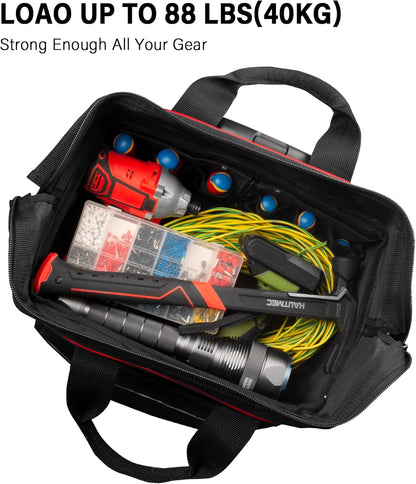HAUTMEC HT0179 Gereedschapstas met wieltjes, duurzame gereedschapskoffer, grote opening, robuuste telescopische handgreep, afmetingen: 37 x 29 x 40 cm, rood