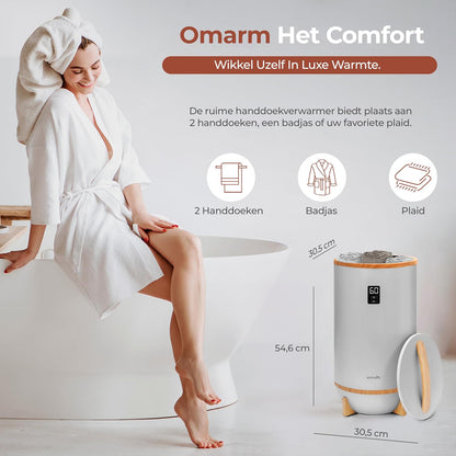 Serenelife Towel Warmer - Electric Bucket Towel Heating - with Customized Fragrance for Spa and Bathroom - Fits 2 Large Bath Towels, Bathrobes, Pajamas - Automatic Shut Off - Grey - QUORE