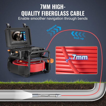 VEVOR Kanaalcamera, 50 m, zelfnivellerende buiscamera met 512 Hz zender, afstandenteller, 9 inch scherm, 1080p HD buisinspectiecamera met 12 leds en 32 GB kaart, endoscoopkanaalbuizen