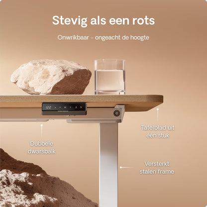 Height adjustable desk (120 x 60 cm), sitting and standing desk with charging sockets, desk height adjustable, electric touch screen and steel feet, desk height adjustable from Desktronic - QUORE