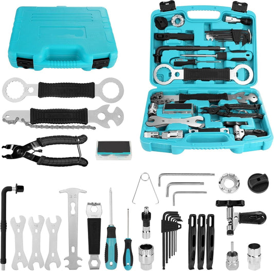 Fietsreparatieset - 41-delige Fietsgereedschappen - Multifunctioneel Fietsaccessoires - met Koffer - Geschikt voor Fietsreparatie - Routinereparatie - Thuis - DIY-reparatie - Blauw