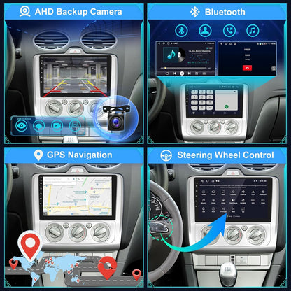 Android Car Radio for Ford Focus Exi MT 2 3 Mk2 Mk3 2004-2011 with Wireless Carplay & Android Car - 9 Inch Touch Screen Car Radio with WiFi GPS Mirror Link DSP FM/RDS SWC+ AHD Backup Camera