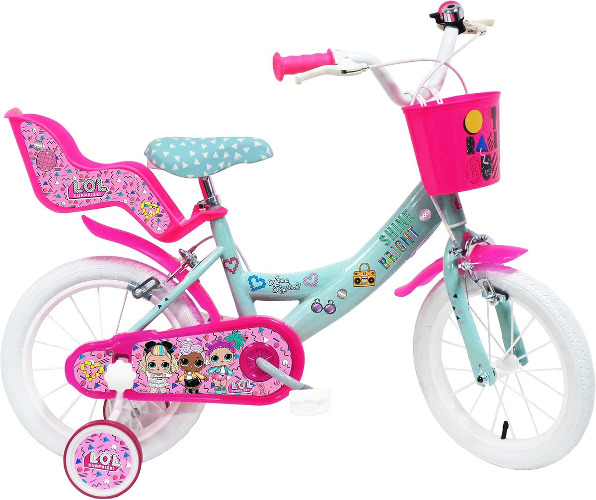 Denver Bike 14 LOL stadsfiets voor meisjes, 35,6 cm (14 inch), staal, roze/turquoise/wit