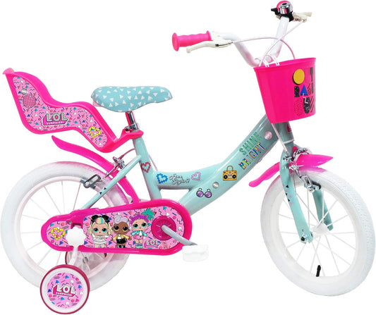 Denver Bike 14 LOL stadsfiets voor meisjes, 35,6 cm (14 inch), staal, roze/turquoise/wit