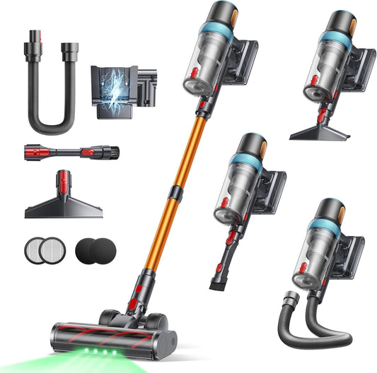 Draadloze Stofzuiger – Steelstofzuiger – Zakloze Stofzuiger – Huisstofzuiger – Snoerloze Stofzuiger – 550W Krachtige Motor – Tot 60 Minuten Gebruik - QUORE