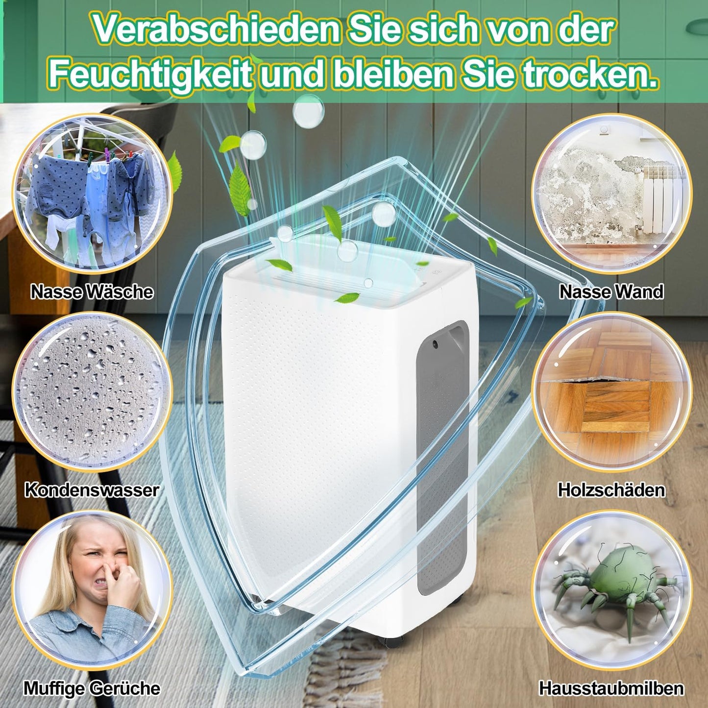 Luchtontvochtiger 26 liter in 24 uur, ontvochtigingscapaciteit: ca. 30 ~ 50 m², led-display met timerfunctie