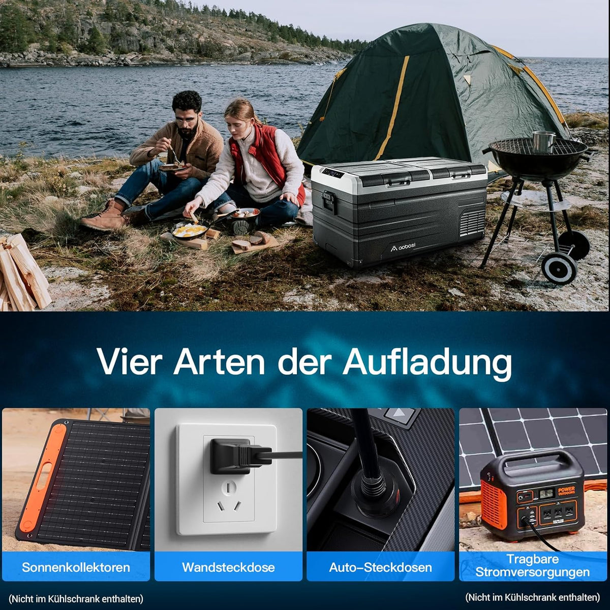 AAOBOSI Compressor-koelbox, 90 liter, autokoelbox met twee zones en app wifi, 12/24 V DC en 100-240 V AC, voor auto, vrachtwagen, boot, camper, camping