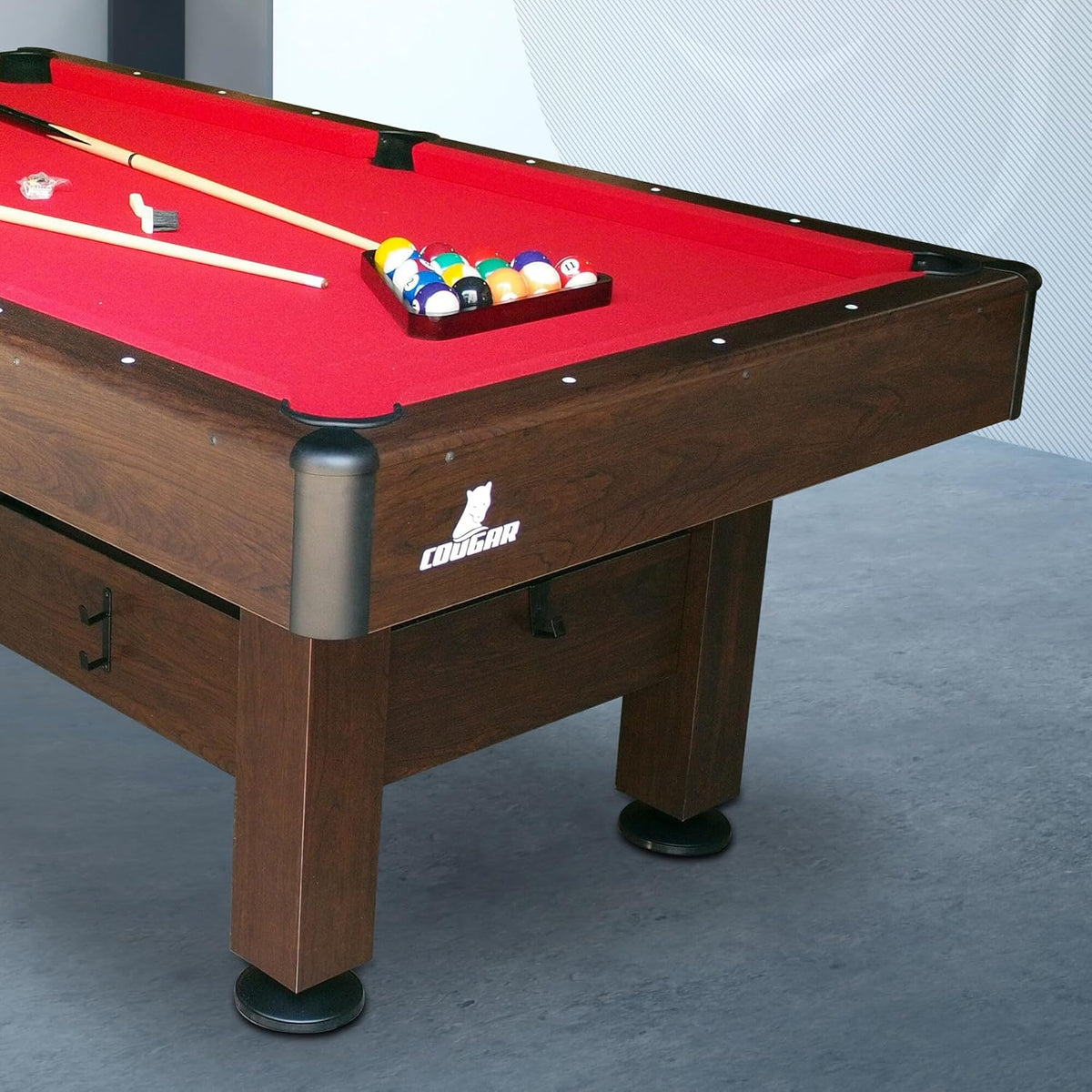 Cougar Saphir Pool Table 7ft in Brown & Red | Height Adjustable & Incl. Accessories | Indoor Billiard Table for Children & Adults - QUORE