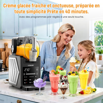 Slush-machine, 2,5 liter ijsmachine en slushie machine voor thuis, met led-display, 6 vooraf ingestelde programma's voor ijs, frappés, milkshakes, automatische reiniging (zwart)