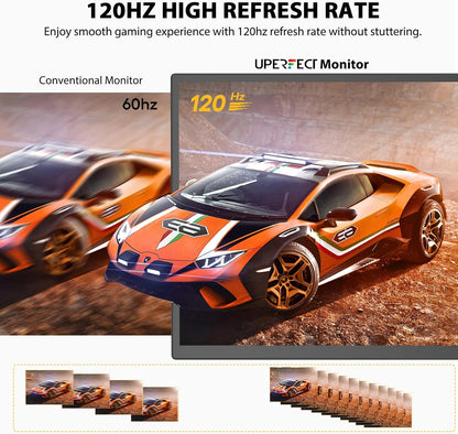 UPERFECT Draagbaar touchscreen, 18,5 inch, 120 Hz, draagbaar, touchscreen, 1920 × 1080 FHD IPS USB C & Mini HDMI, ultradunne verbinding, tweede scherm voor computer/telefoon/gameconsole, VESA