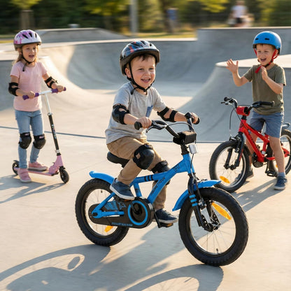 PROMETHEUS BICYCLES kinderfiets 14 inch fiets jongens meisjes van 4 jaar oude met zijwieltjes terugtraprem in blauw BMX