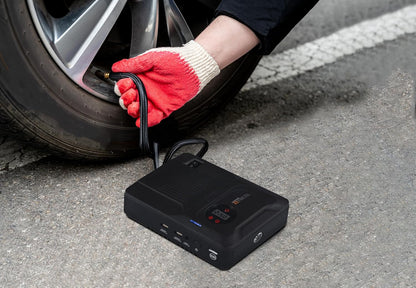 Technaxx 4-in-1 multifunctionele starthulp met powerbank Power Pack (benzine tot 4,0 l/diesel tot 3,0 l), 3,5 mini-accucompressor, led-lamp TX-219-14000 mAh batterij, 2 x USB-A-aansluiting