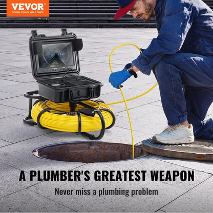 VEVOR Inspectiecamera, 120 m, 720 p, kanaalcamera, 130 graden, endoscoopcamera, 12 V, 4500 mAh, lithium-accu, 6 uur, buisinspectiecamera, IP68, voor afvalwaterkanalen, afvalwatersystemen, afvoeren