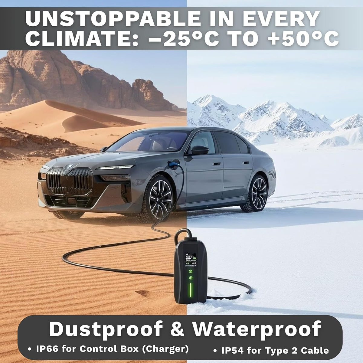 Mobile Wallbox 11 kW type 1 (10 m, 6-16 A, 3-fase) – oplaadkabel CEE 16 A met Schuko – mobiel laadstation elektrische auto snel opladen