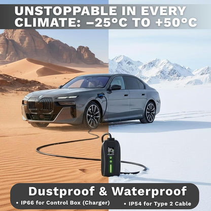 Oplaadkabel Type 2 CEE-stekker [3-fase, 7m, 6-16A] - Mobiele Wallbox & EV-oplader - Snel opladen voor elektrische auto - Compatibel met VW, Tesla, BMW, Audi, Hyundai en meer (11 kW, 5 meter