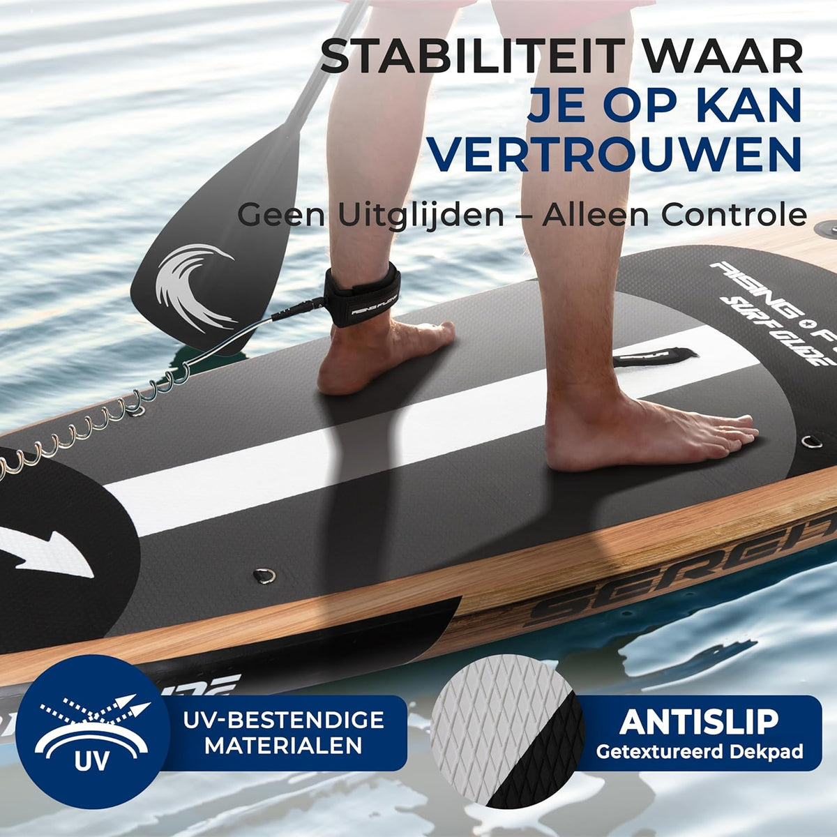SereneLife Opblaasbaar Stand-Up Paddleboard - Antislip SUP Paddle Board met Peddel, Pomp, Leash en Accessoires - voor Volwassenen en Jeugd - QUORE