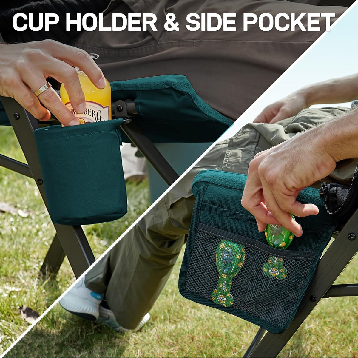 Ever Advance Luxe campingstoelen voor volwassenen, 2 stuks, heavy-duty, hoge rugleuning, oversized, opvouwbare tuinstoel, comfortabel, 6 cm gewatteerd, 150 kg draagkracht, verstelbare stoelen voor
