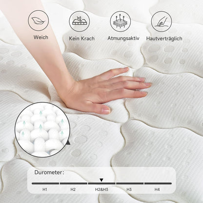 Z-hom Matras 140x200 cm, pocketveringmatras, hardheid H3, Hoogte 25cm, Orthopedische en zelfmodellerende eigenschappen, Hypoallergeen & Antibacterieel