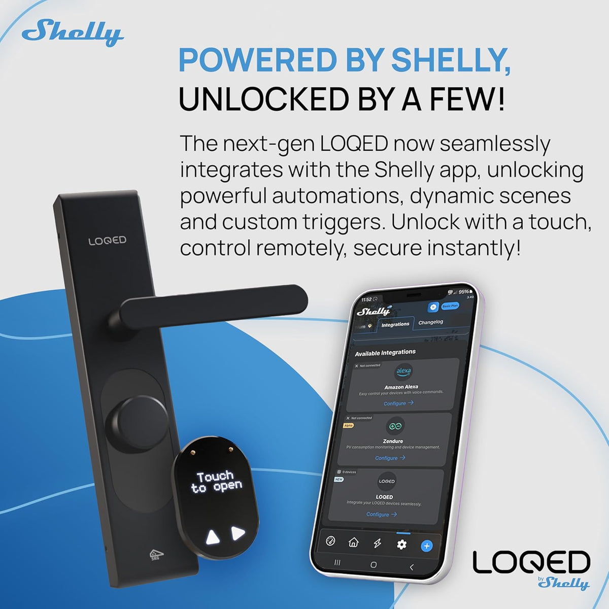 LOQED Touch Smart Lock Deurslot, zwart, elektronisch deurslot, voordeur, 256 bit encryptie, Smart Home huisdeurslot + smartphone-app, slim deurslot, elektrisch