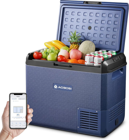AAOBOSI Koelboxer 50L: Camping Koelkast 12v 240v, -20°C tot 20°C Compressor 12v Koelvriescombinatie voor Camper, Auto, Vrachtwagen, Boot, Camper, Reizen, Picknick