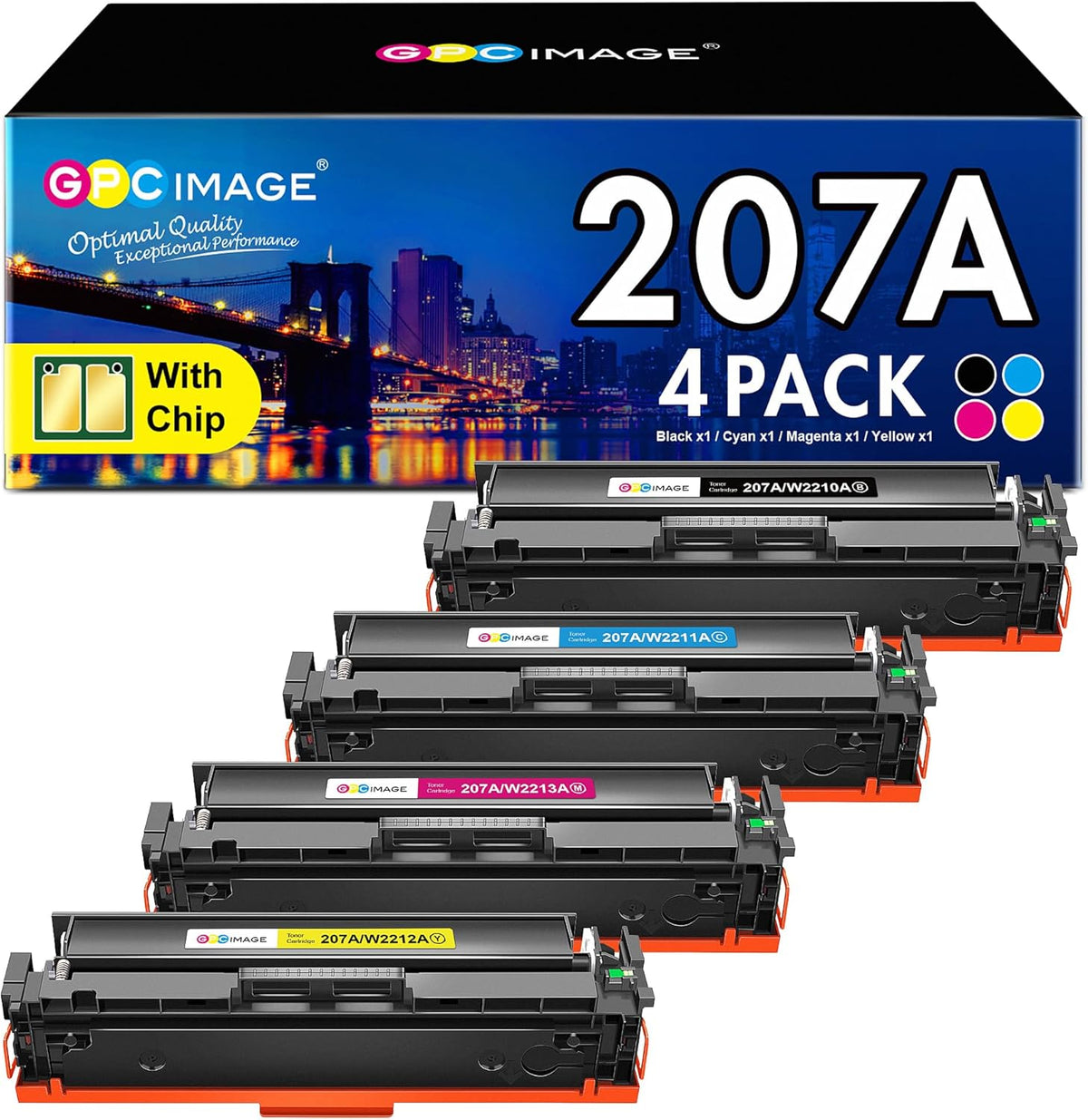 Compatibel met 207A 207X Toner CMYK - Voor M283fdw M255dw M282nw Printer - 4-pack Met Chip