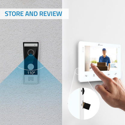 NIVIAN 2-draads video intercom, analoog, met 7 inch monitor, HQ-binnendisplay met bidirectionele audio, IP65 buitenplaat met nachtzicht, elektrische deuropener. Smart Security