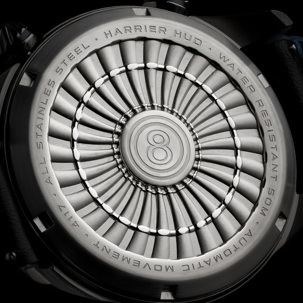 AVI-8 Heren 44mm Hawker Harrier HUD automatisch horloge met rubber/lederen band AV-4117