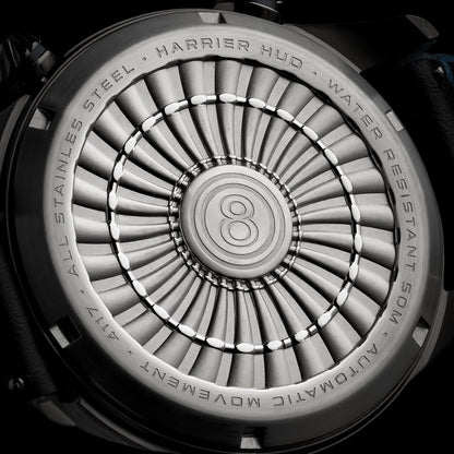 AVI-8 Heren 44mm Hawker Harrier HUD automatisch horloge met rubber/lederen band AV-4117