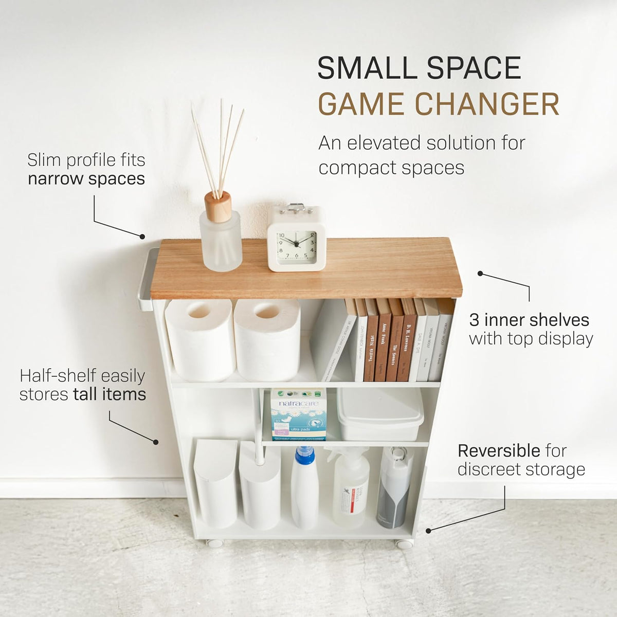 YAMAZAKI Halfgesloten opbergwagen - Tower - wit