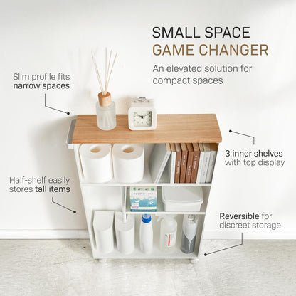 YAMAZAKI Halfgesloten opbergwagen - Tower - wit
