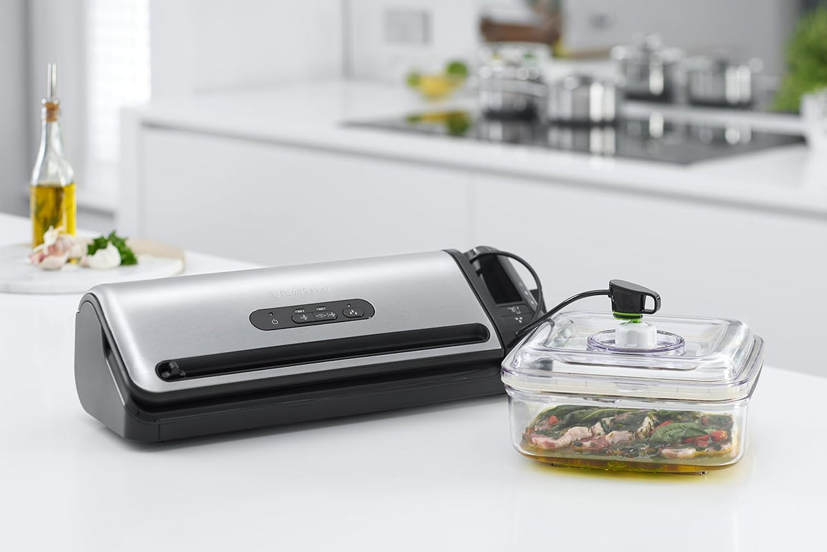 Foodsaver Ffs017X Folielasapparaat, Marineermodus, Inclusief Vacuümzak, Starterpakket, Roestvrij Staal
