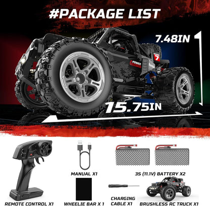 <font dir="auto" style="vertical-align: inherit;"><font dir="auto" style="vertical-align: inherit;">        DEERC 207E 1/10 Brushless RC Truck for Adults, 55km/h High Speed RC Car, 4WD Electric Off-Road Vehicle, Monster Truck, Fast Rally RC Car, All-Ter