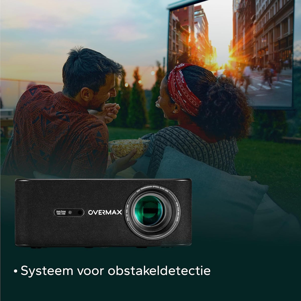 Overmax Multipic 5.2 Beamer – 4K Ondersteuning, Native Full HD 1080P, Smart Projector met Google TV & Google Assistent, Bluetooth/WiFi/Miracast, Auto Keystone, 200" Thuisbioscoop, 7000 Lumen