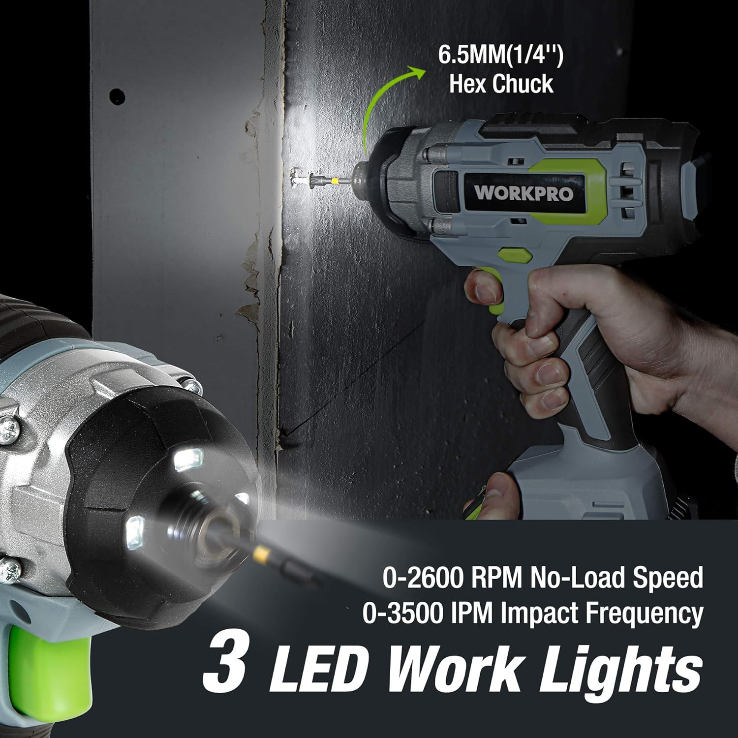 WORKPRO 2-piece cordless screwdriver impact screwdriver set 20 V 2.0 Ah, 2 batteries and charger incl. - QUORE