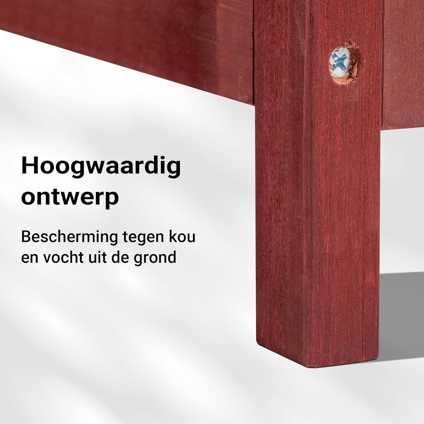 Konijnenhok met twee verdiepingen en trap - uitneembare vloer - van hout - rood-wit