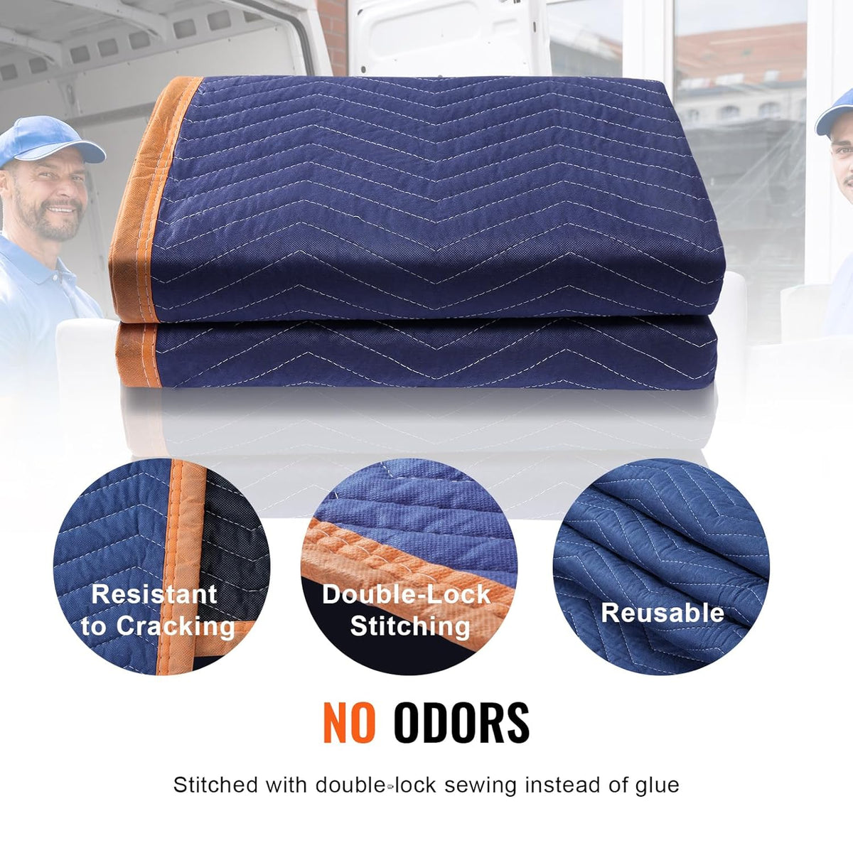 VEVOR Furniture Moving Covers, 2034 x 1830 mm, Pack of 12, Durable Packaging Protective Covers, Recycled Cotton Non-Woven Fabric for Furniture Protection, Floors, Blue/Orange