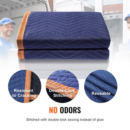 VEVOR Furniture Moving Covers, 2034 x 1830 mm, Pack of 12, Durable Packaging Protective Covers, Recycled Cotton Non-Woven Fabric for Furniture Protection, Floors, Blue/Orange