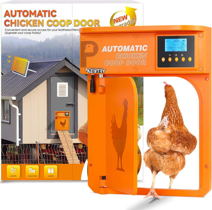 NEWTRY Automatic Chicken Door Opener with Timer and Light Sensor, 10 W, Solar Powered with Remote Control, 40 m - QUORE