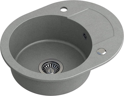 Quadron Johny 216 granieten spoelbak, inbouwspoelbak met kraangat, inbouwspoelbak met kraangat, diameter 38 cm