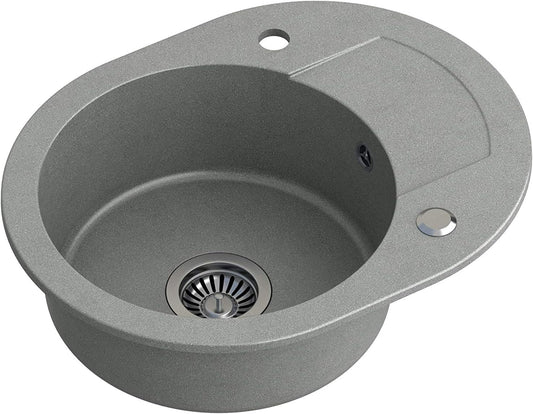 Quadron Johny 216 granieten spoelbak, inbouwspoelbak met kraangat, inbouwspoelbak met kraangat, diameter 38 cm