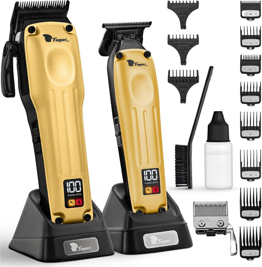 Fagaci Professionele Tondeuse voor Mannen met Superieure Precisie, Borstelloze Motor Kappers Tondeuse en Trimmer Set, 5X Langere Scherpte, Draadloze Haarknipset voor Kappers