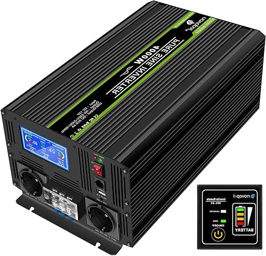 Omvormer – Spanningsomvormer – Stroomomvormer – Converter – Inverter – 4000W Zuivere Sinusgolf – LCD Display + 5m Afstandsbediening - QUORE