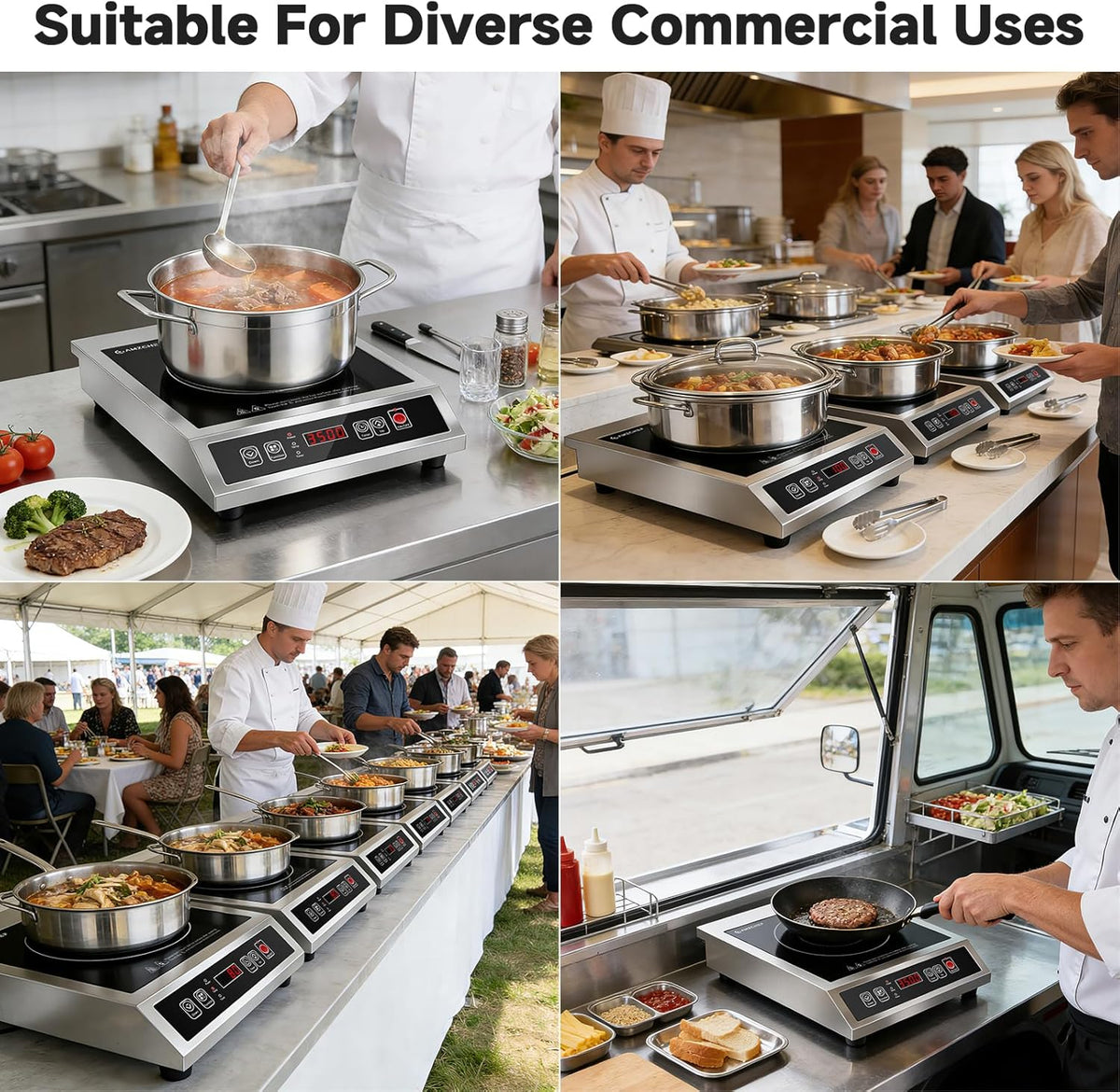 Commerciële Inductiekookplaat – Inductieplaat, Professionele Kookplaat, Horeca Kookplaat, Catering Kookplaat – 3500 W Vermogen – Temperatuur Instelbaar Van 60-240 °C