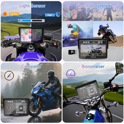 GPS-navigatiescherm motorfiets – Motorfiets navigatie – Motor GPS – Motorfiets display – Motorfiets scherm – 5" Waterdicht Touchscreen – Draadloze CarPlay & Android Auto