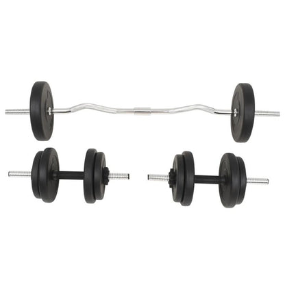 Halterset – Dumbbells – Halterstang – Fitness Gewichten – Krachttraining Set – Verstelbaar Tot 30 Kg – Duurzame Cement Schijven